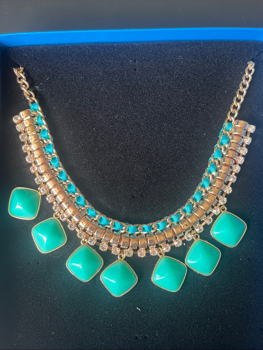 Gold-Tone Teal Statement Necklace